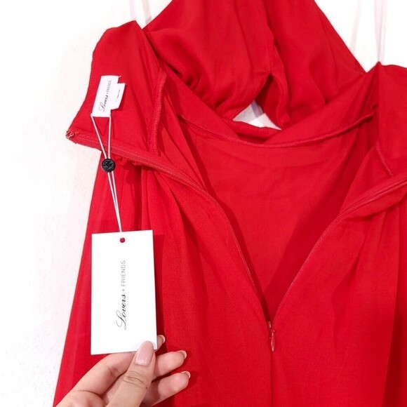 NWT Lovers and Friends Hazel Halter Neck Cutout Gown Maxi Dress Red Womens Small - Picture 4 of 11